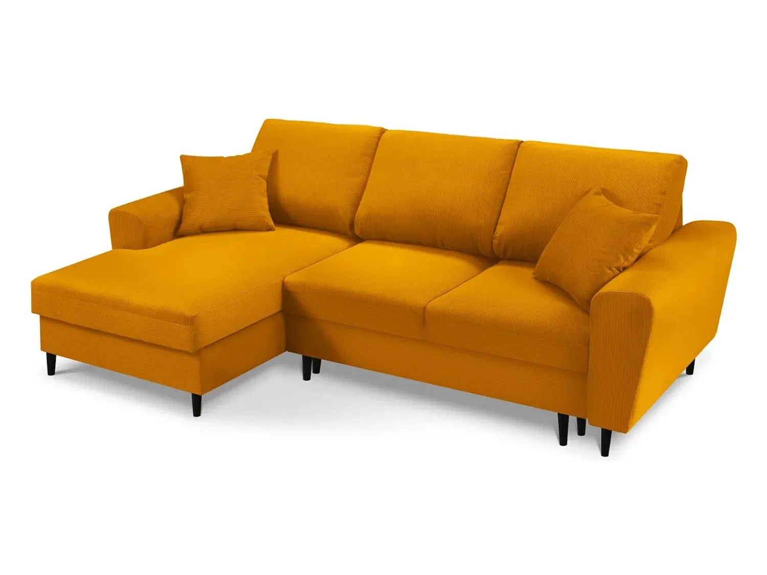 Sofá*Cosmopolitan Design - Sofá convertível de canto esquerdo com caixa de arrumação "Kyoto" 4 lugares em veludo cotelê - 241x145x88cm Amarelo