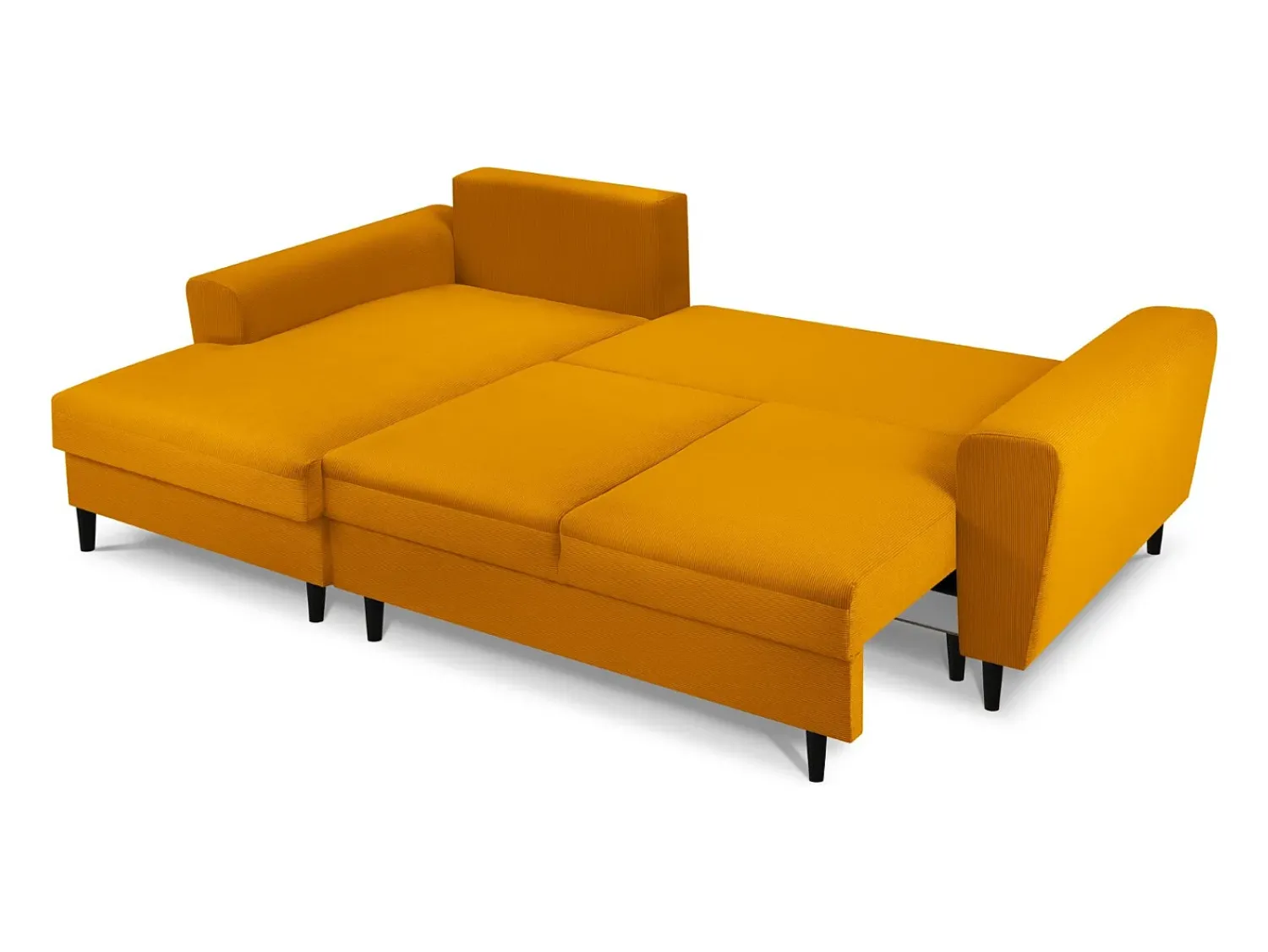 Sofá*Cosmopolitan Design - Sofá convertível de canto esquerdo com caixa de arrumação "Kyoto" 4 lugares em veludo cotelê - 241x145x88cm Amarelo