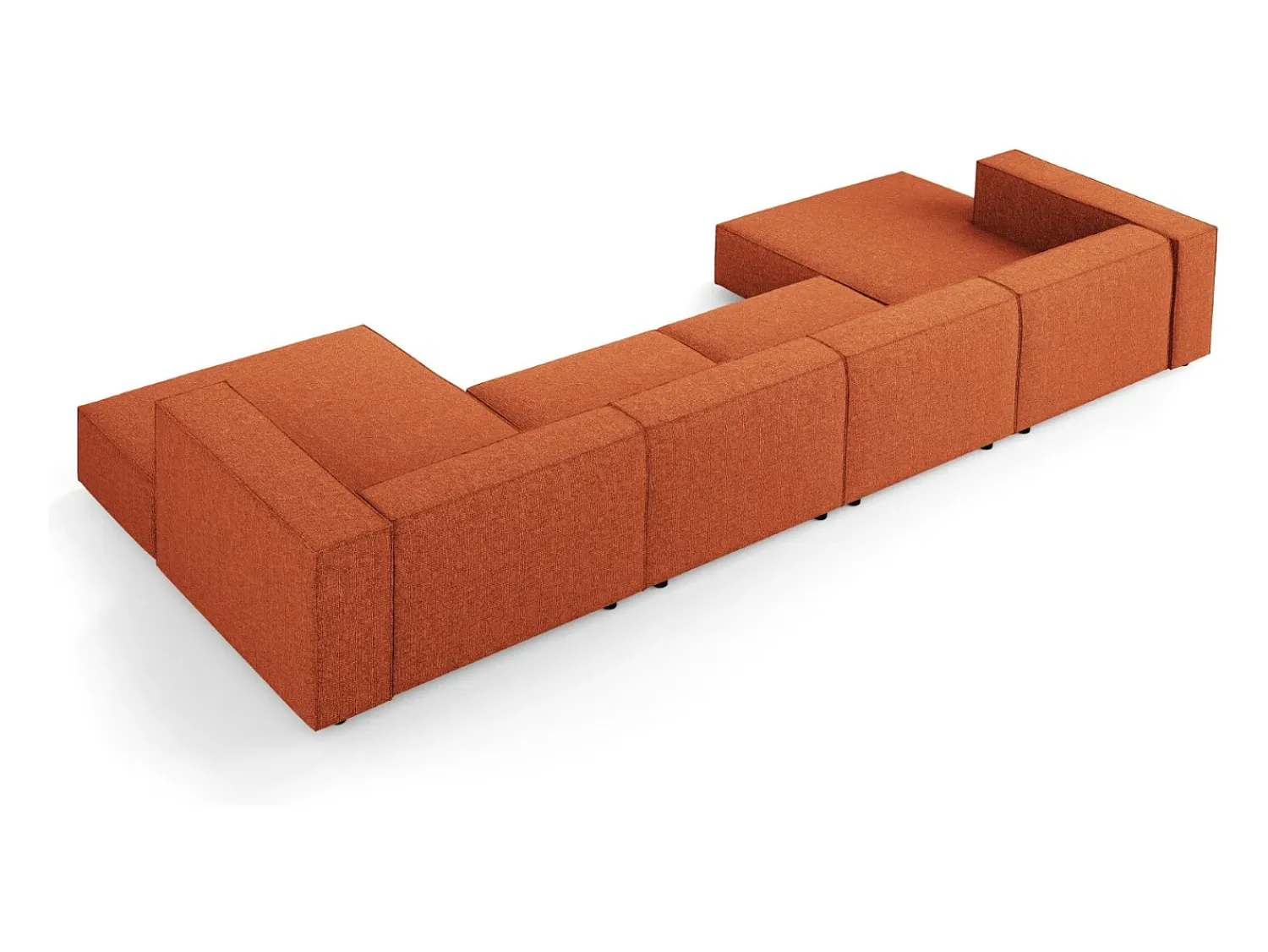 Sofá|Cosmopolitan Design - Sofá panorâmico "Arendal" 6 lugares em tecido chenille - 364x166x70cm Terracota