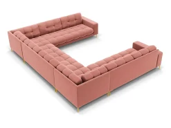 Sofá*Cosmopolitan Design - Sofá panorâmico "Bali" 9 lugares em veludo - 327x256x75cm Rosa