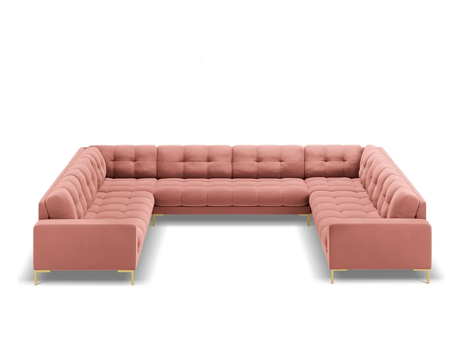Sofá*Cosmopolitan Design - Sofá panorâmico "Bali" 9 lugares em veludo - 327x256x75cm Rosa
