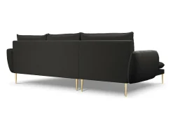 Sofá*Cosmopolitan Design - Sofá de canto esquerdo "Vienna" 5 lugares em tecido bouclé - 255x170x95cm Preto