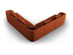 Sofá|Cosmopolitan Design - Sofá de canto simétrico "Tulum" 5 lugares em tecido chenille - 255x255x70cm Terracota