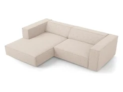 Sofá|Cosmopolitan Design - Sofá de canto esquerdo "Arendal" 3 lugares em tecido chenille - 224x166x70cm Bege
