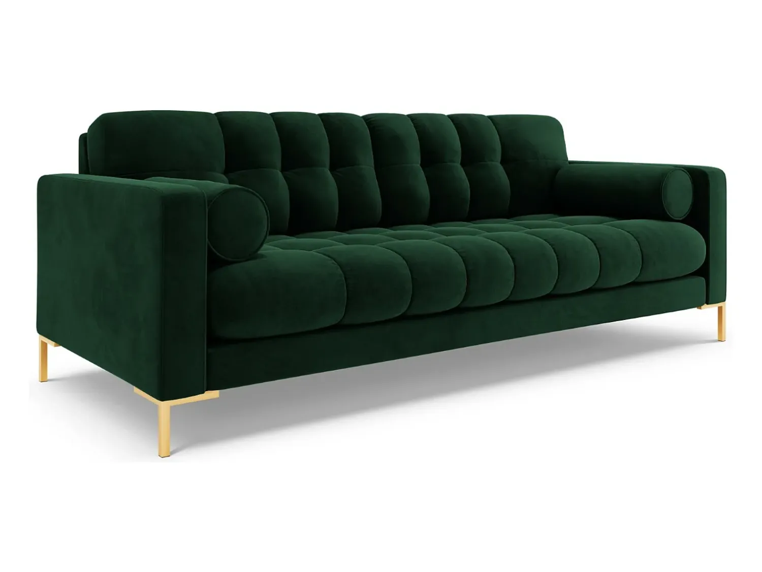 Cosmopolitan Design - Sofá "Bali" 3 lugares em veludo verde garrafa - 177x92x75cm^ Sofá
