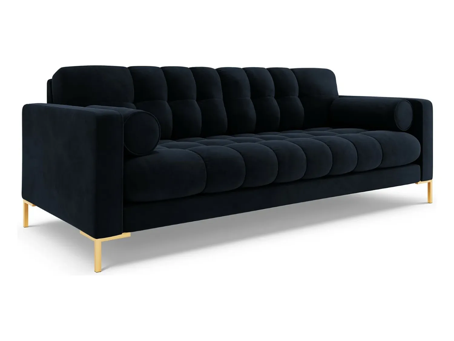 Online Cosmopolitan Design - Sofá "Bali" 4 lugares em veludo - 217x92x75cm Azul escuro