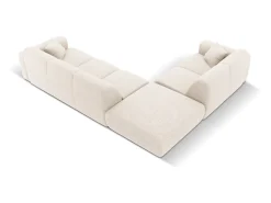 New Cosmopolitan Design - Sofá de canto esquerdo "Nolio" 4 lugares em tecido chenille claro - 315x250x72cm Bege