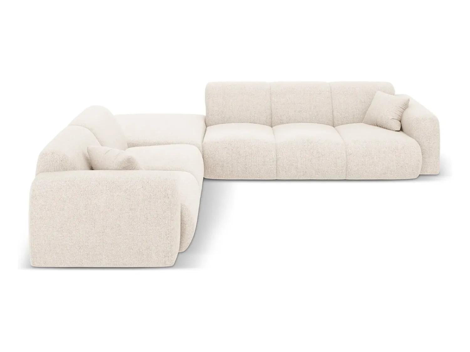 New Cosmopolitan Design - Sofá de canto esquerdo "Nolio" 4 lugares em tecido chenille claro - 315x250x72cm Bege