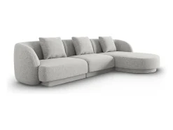 New Cosmopolitan Design - Sofá de canto direito "Tulum" 4 lugares em tecido chenille cinza claro - 255x156x70cm Cinzento claro