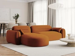 Sofá*Cosmopolitan Design - Sofá modular de canto esquerdo "Sydney" 4 lugares em veludo - 275x165x70cm Terracota