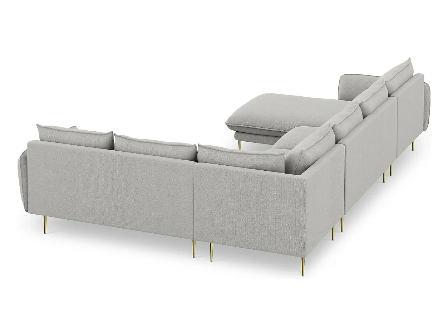 Sofá|Cosmopolitan Design - Sofá de canto direito panorâmico "Vienna" 7 lugares em tecido estrutural cinza claro - 330x235x95cm Cinzento claro