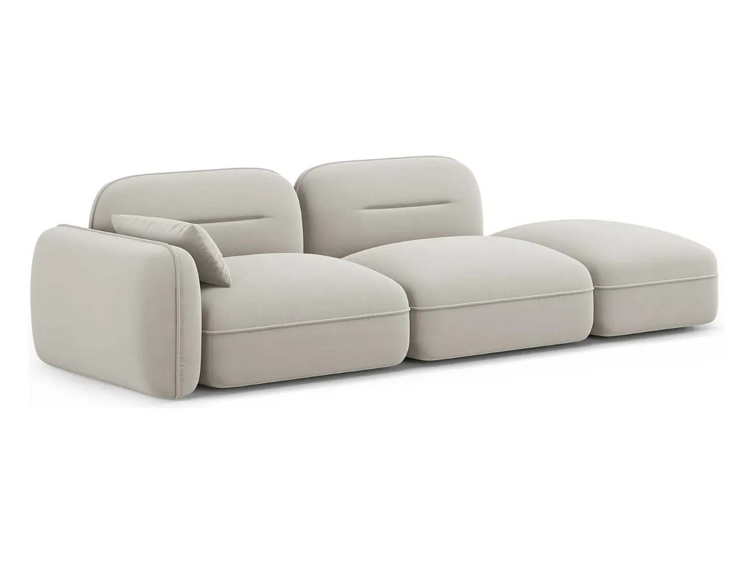 Cosmopolitan Design - Sofá modular direito "Sydney" 3 lugares em veludo claro - 295x90x70cm^ Sofá