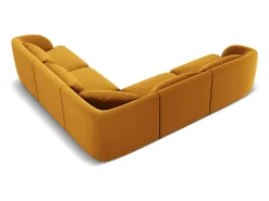 Sofá|Cosmopolitan Design - Sofá de canto simétrico "Tulum" 5 lugares em veludo - 255x255x70cm Amarelo
