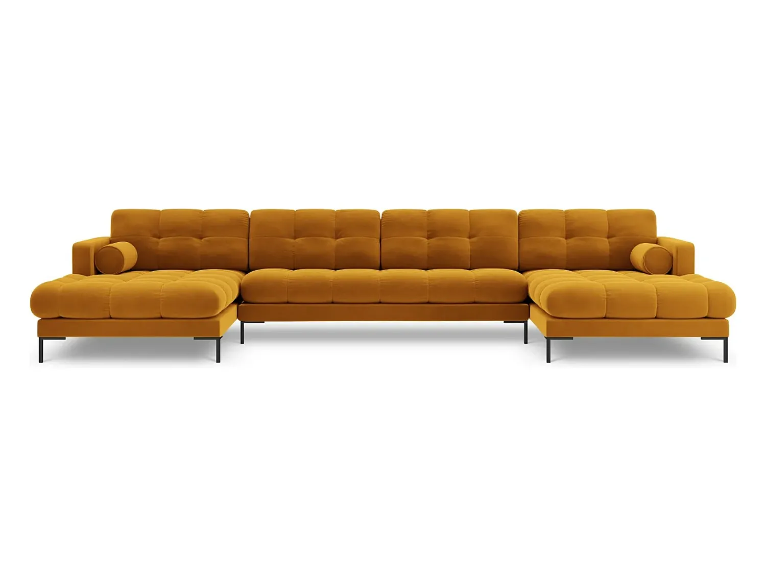 Cosmopolitan Design - Sofá panorâmico "Bali" 7 lugares em veludo - 383x185x75cm^ Sofá