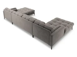 Cosmopolitan Design - Sofá panorâmico "Bali" 7 lugares em veludo cinza claro - 383x185x75cm^ Sofá