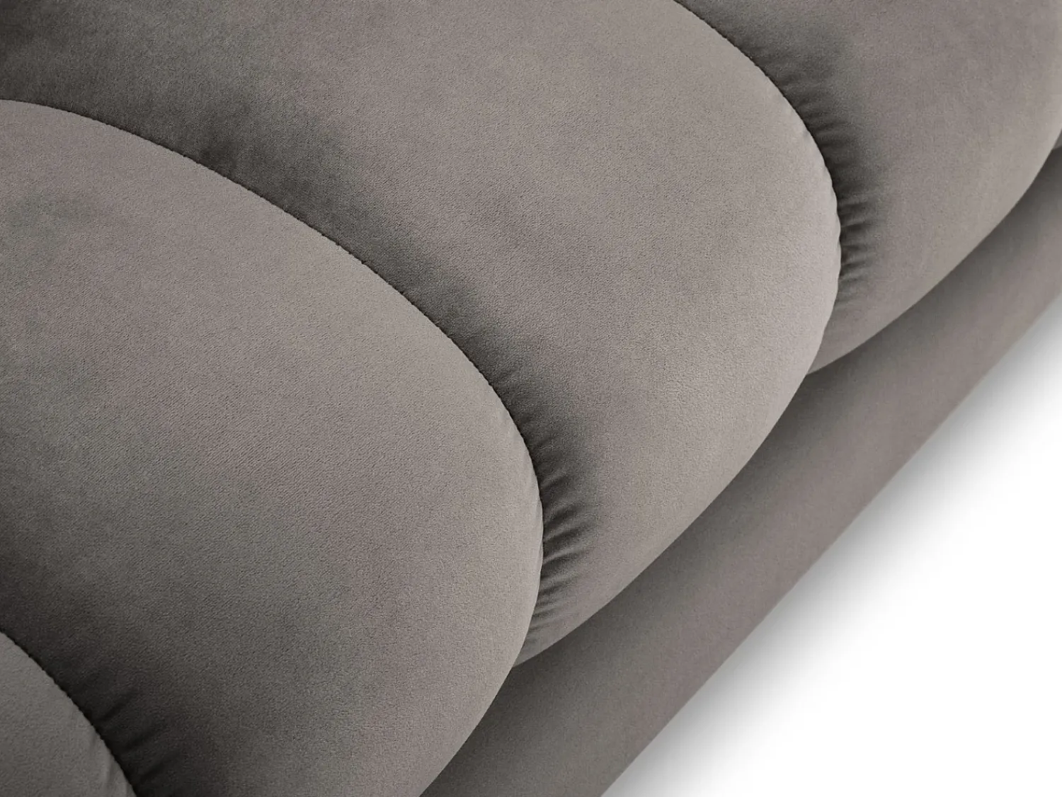 Cosmopolitan Design - Sofá panorâmico "Bali" 7 lugares em veludo cinza claro - 383x185x75cm^ Sofá