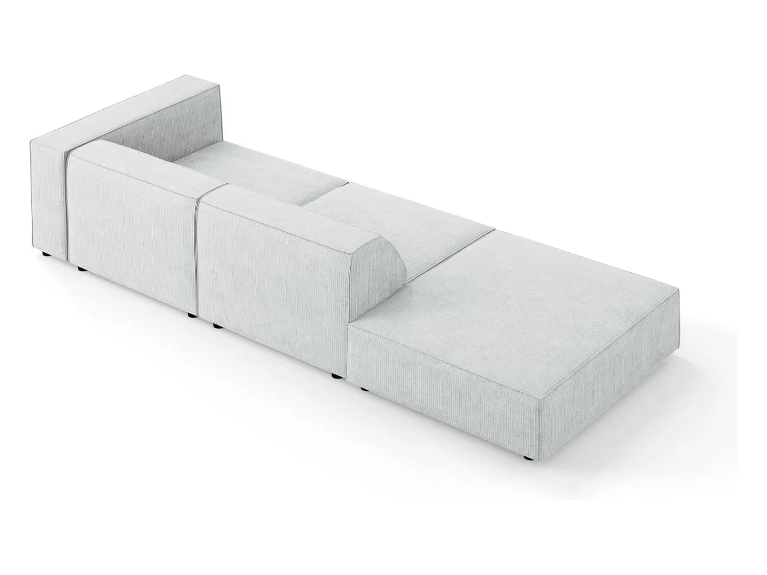 Sofá|Cosmopolitan Design - Sofá esquerdo "Arendal" 4 lugares em tecido chenille com efeito canelado cinza claro - 262x102x70cm Cinzento claro