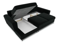 Cosmopolitan Design - Sofá convertível de canto esquerdo com caixa de arrumação "Kyoto" 4 lugares em veludo - 241x145x88cm^ Sofá
