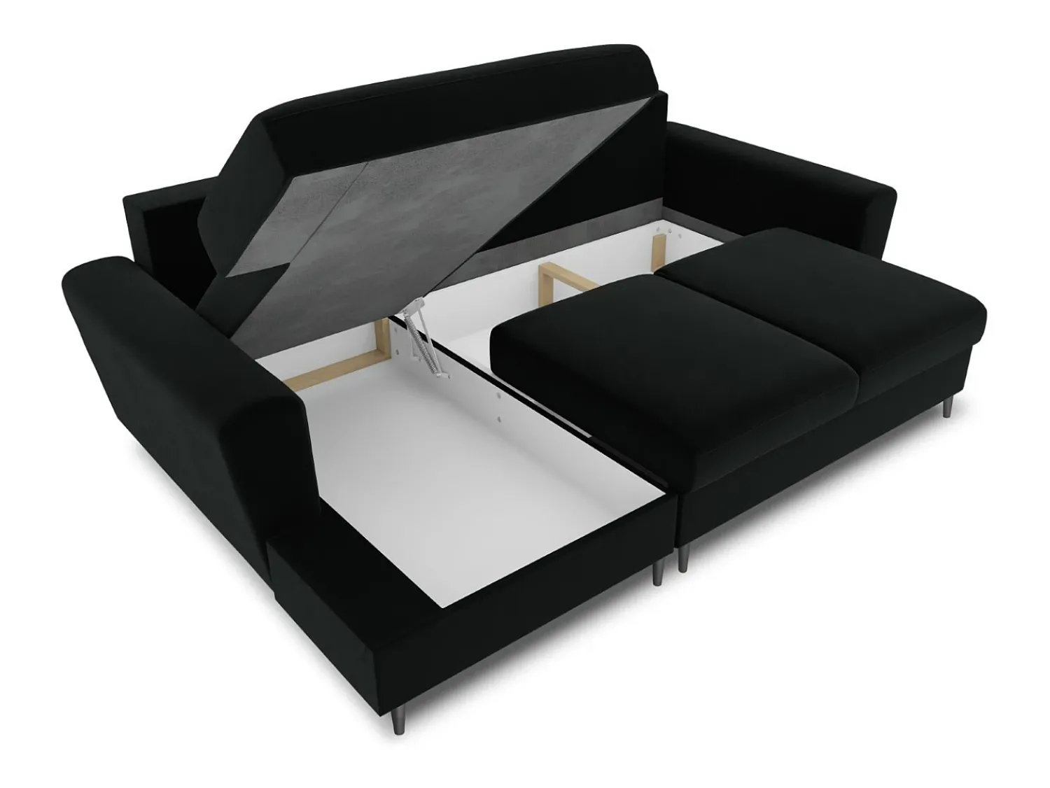 Cosmopolitan Design - Sofá convertível de canto esquerdo com caixa de arrumação "Kyoto" 4 lugares em veludo - 241x145x88cm^ Sofá