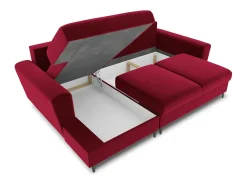 Cosmopolitan Design - Sofá convertível de canto esquerdo com caixa de arrumação "Kyoto" 4 lugares em veludo - 241x145x88cm^ Sofá