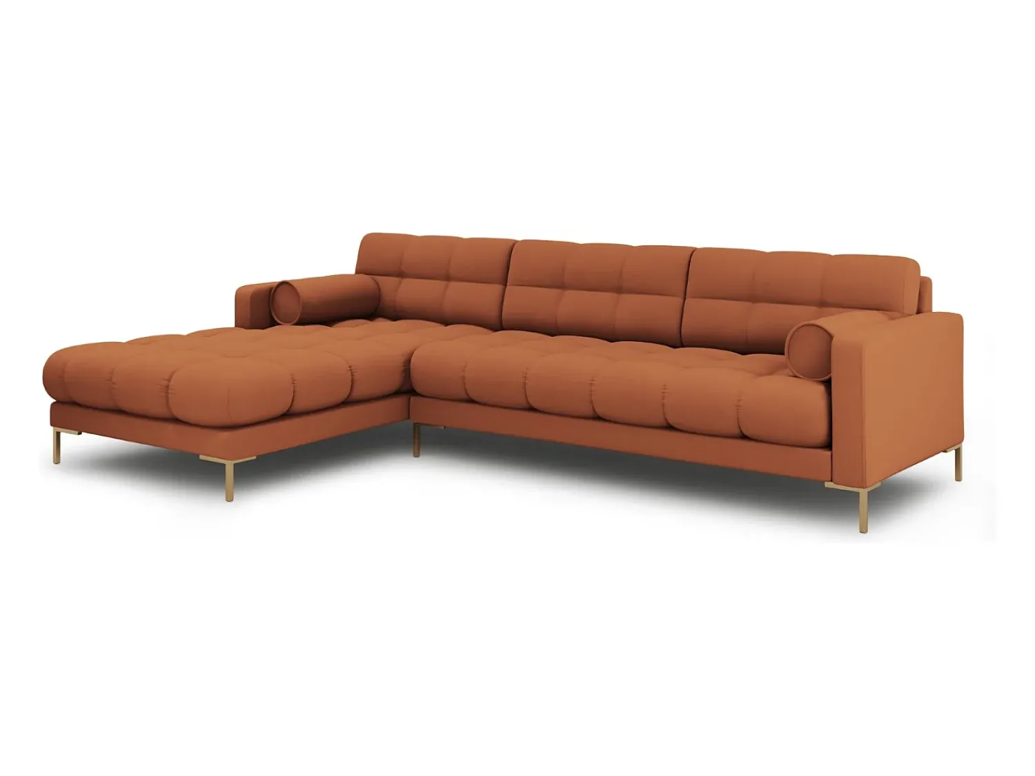 Sofá|Cosmopolitan Design - Sofá de canto esquerdo "Bali" 5 lugares em tecido estrutural tijolo - 293x185x75cm Terracota