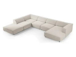 Cosmopolitan Design - Sofá de canto panorâmico à esquerda "Arendal" 7 lugares em veludo cru - 364x262x70cm^ Sofá