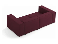 Cosmopolitan Design - Sofá "Arendal" 3 lugares em tecido chenille com efeito canelado rubi - 204x102x70cm^ Sofá