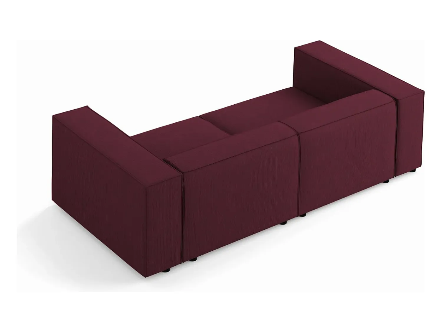 Cosmopolitan Design - Sofá "Arendal" 3 lugares em tecido chenille com efeito canelado rubi - 204x102x70cm^ Sofá