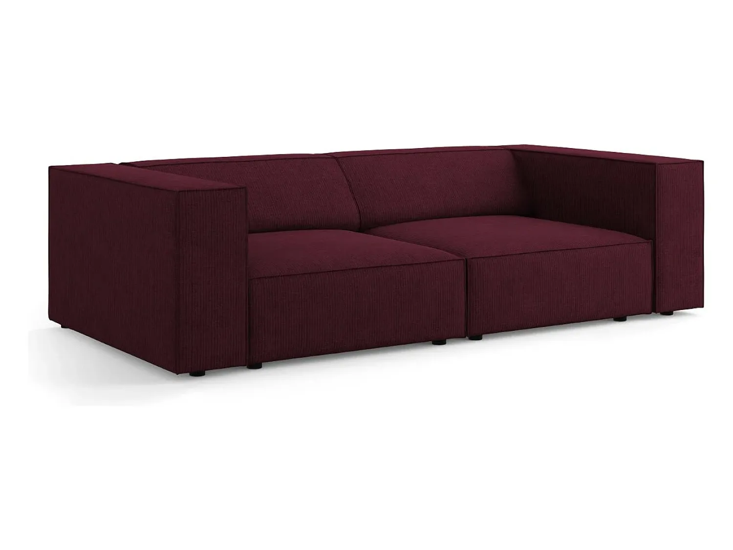 Cosmopolitan Design - Sofá "Arendal" 3 lugares em tecido chenille com efeito canelado rubi - 204x102x70cm^ Sofá