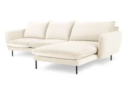 Best Cosmopolitan Design - Sofá de canto direito "Vienna" 5 lugares em veludo claro - 255x170x95cm Bege