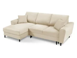 Sofá*Cosmopolitan Design - Sofá convertível de canto esquerdo com caixa de arrumação "Kyoto" 4 lugares em veludo cotelê - 241x145x88cm Bege