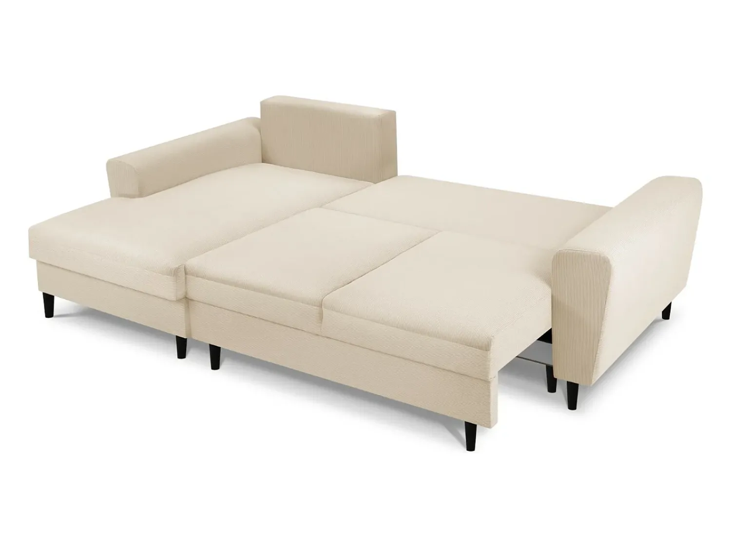 Sofá*Cosmopolitan Design - Sofá convertível de canto esquerdo com caixa de arrumação "Kyoto" 4 lugares em veludo cotelê - 241x145x88cm Bege