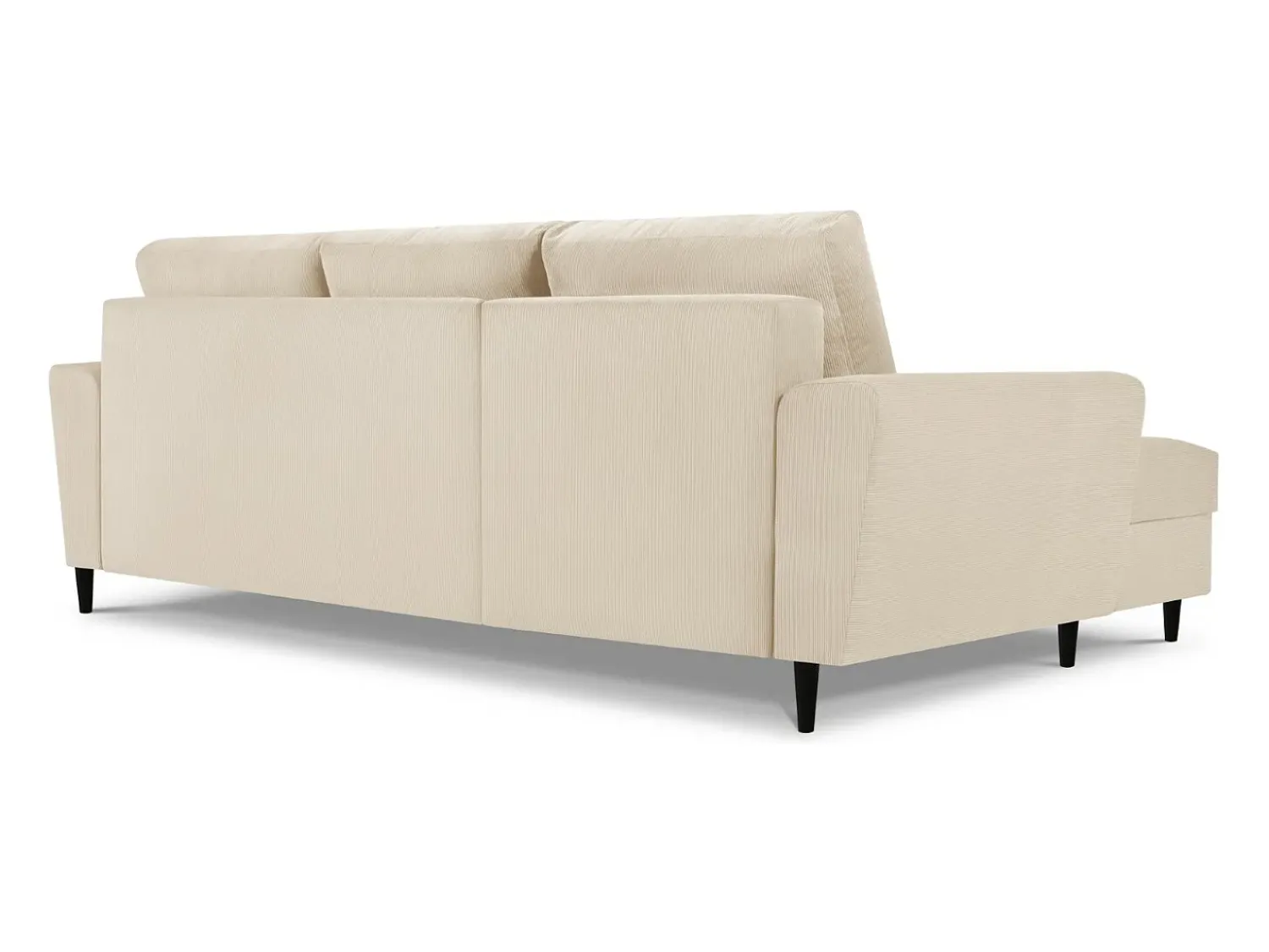 Sofá*Cosmopolitan Design - Sofá convertível de canto esquerdo com caixa de arrumação "Kyoto" 4 lugares em veludo cotelê - 241x145x88cm Bege