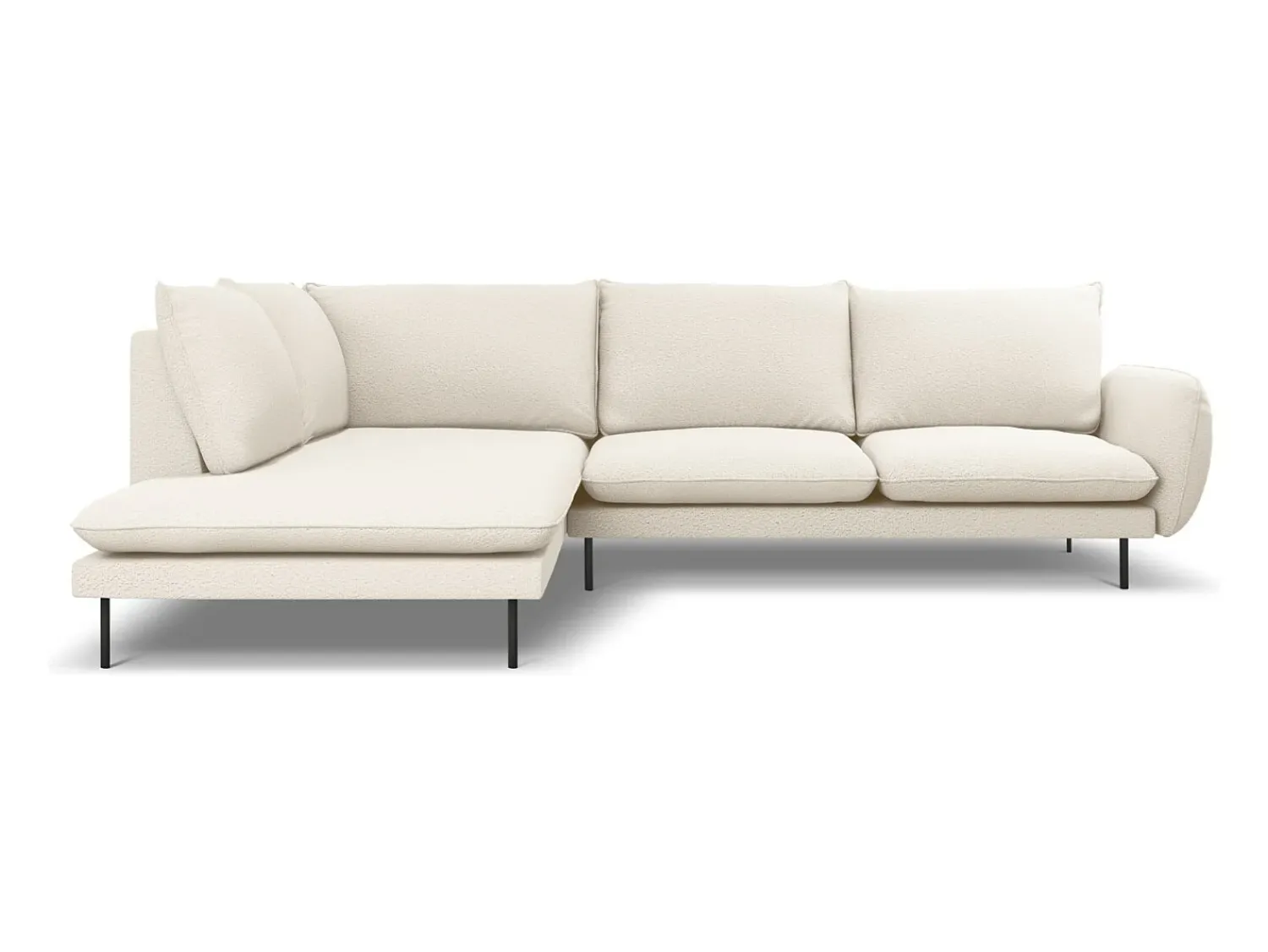 Sofá|Cosmopolitan Design - Sofá de canto esquerdo "Vienna" 6 lugares em tecido bouclé - 275x185x95cm Bege