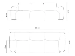 Sofá|Cosmopolitan Design - Sofá "Nolio" 3 lugares em tecido chenille cinza claro - 235x95x72cm Cinzento claro
