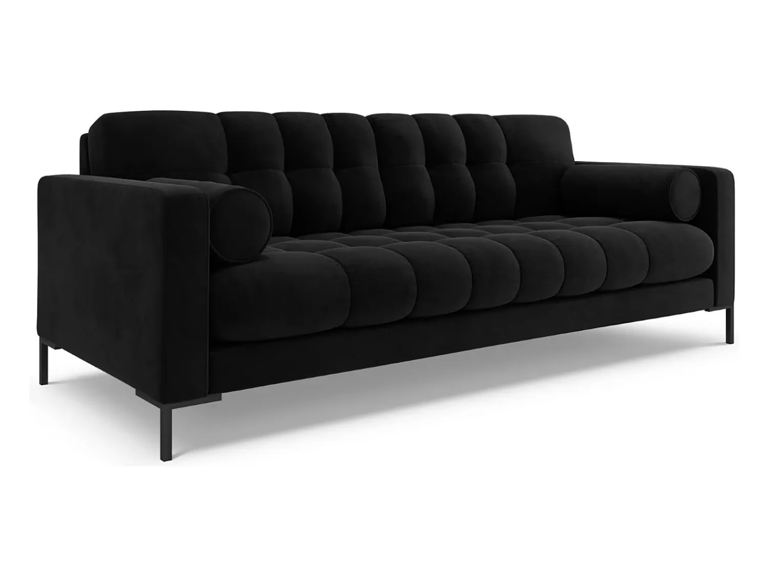 Sofá|Cosmopolitan Design - Sofá "Bali" 4 lugares em veludo - 217x92x75cm Preto