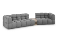 Sofá*Cosmopolitan Design - Sofá modular direito "Sky" 3 lugares em veludo cinza claro - 353x148x75cm Cinzento claro