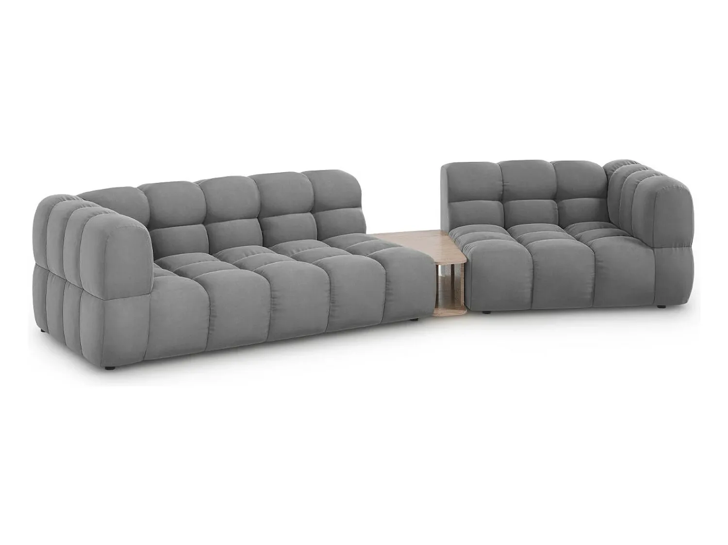 Sofá*Cosmopolitan Design - Sofá modular direito "Sky" 3 lugares em veludo cinza claro - 353x148x75cm Cinzento claro