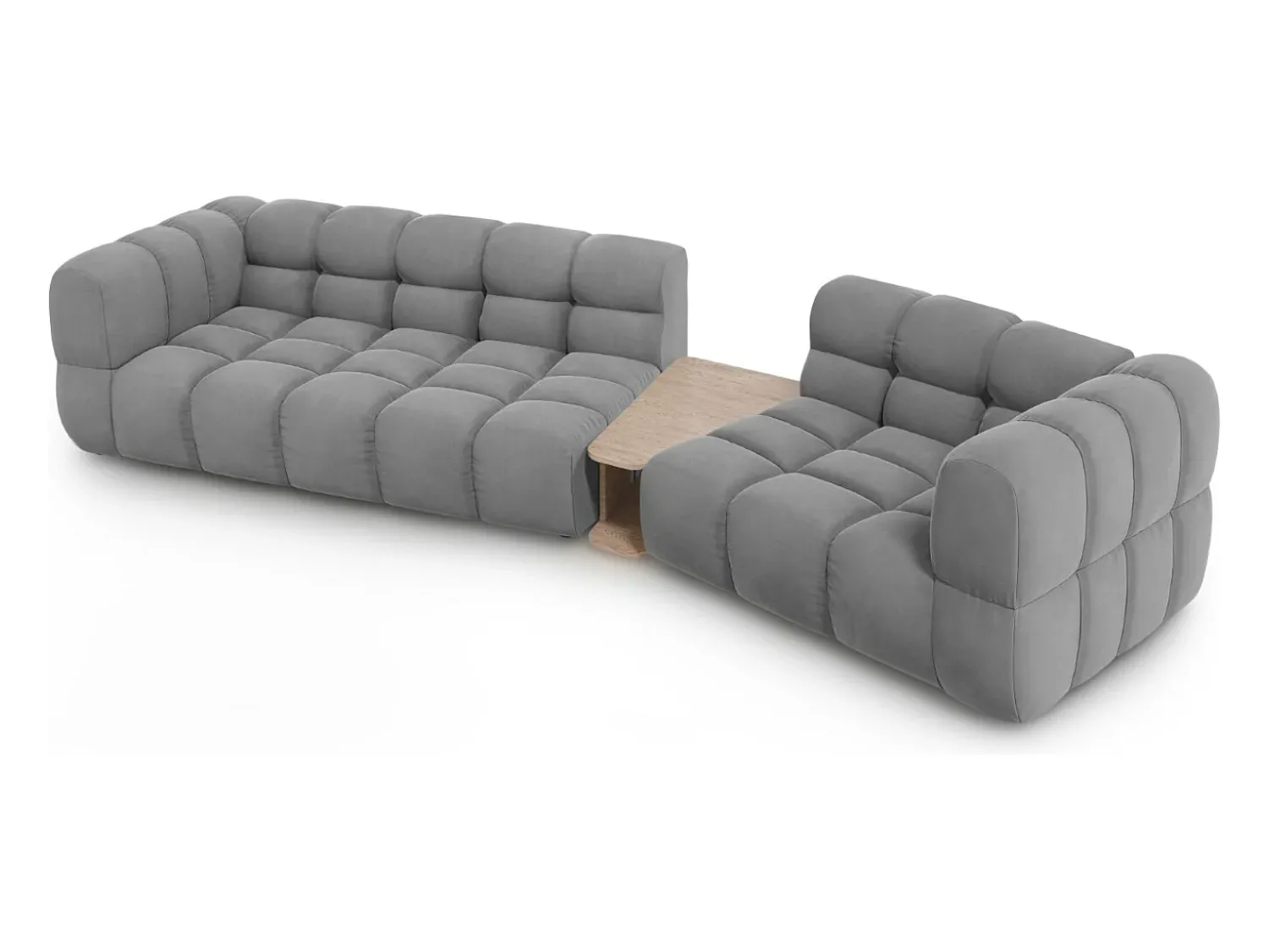 Sofá*Cosmopolitan Design - Sofá modular direito "Sky" 3 lugares em veludo cinza claro - 353x148x75cm Cinzento claro