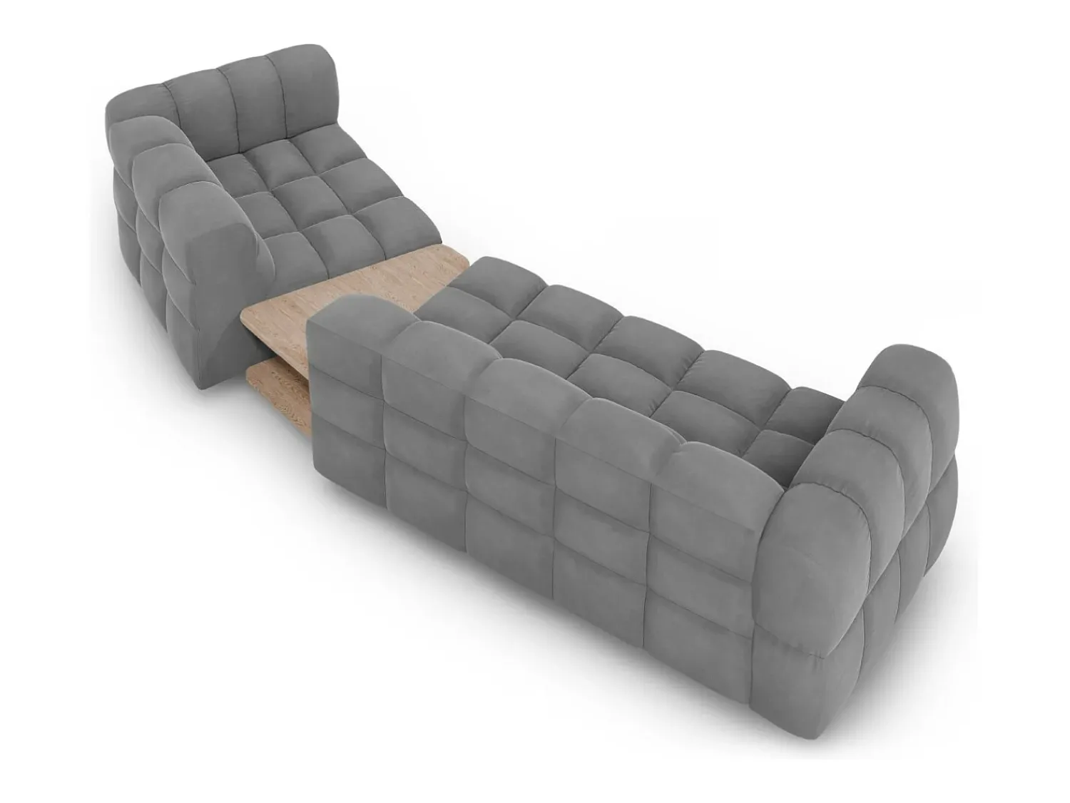 Sofá*Cosmopolitan Design - Sofá modular direito "Sky" 3 lugares em veludo cinza claro - 353x148x75cm Cinzento claro