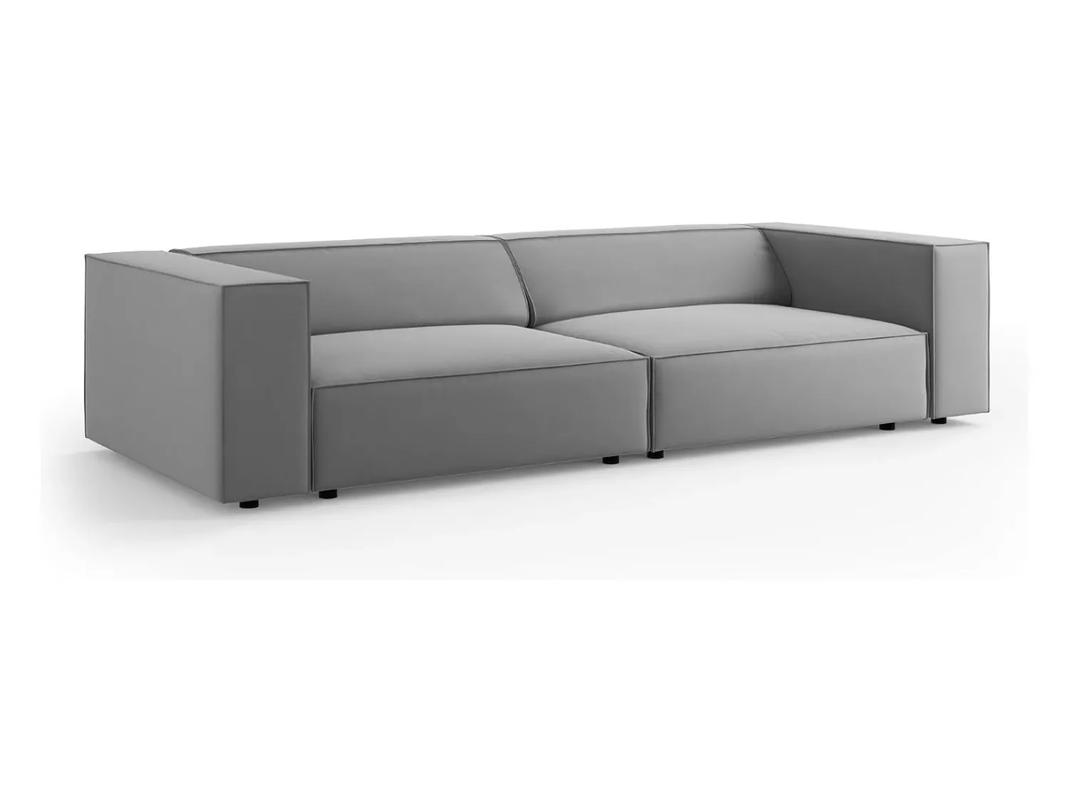 Cosmopolitan Design - Sofá "Arendal" 4 lugares em veludo cinza claro - 244x102x70cm^ Sofá