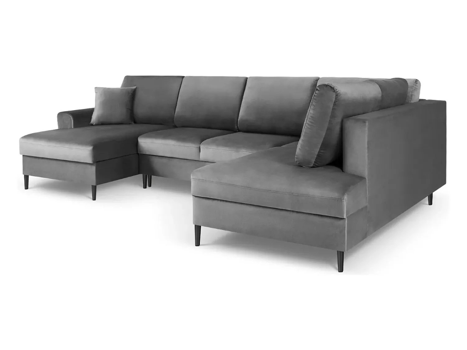 Cosmopolitan Design - Sofá panorâmico convertível em linha reta com caixa de arrumação "Kyoto" 7 lugares em veludo cinza claro - 313x194x88cm^ Sofá