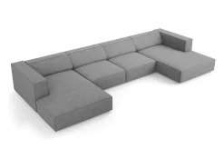 Sofá*Cosmopolitan Design - Sofá panorâmico "Arendal" 6 lugares em tecido chenille com efeito canelado cinza escuro - 364x166x70cm Cinza antracite