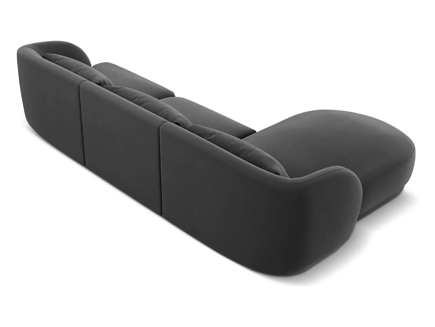 Cosmopolitan Design - Sofá de canto esquerdo "Tulum" 4 lugares em veludo cinza - 255x156x70cm^ Sofá