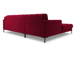 Discount Cosmopolitan Design - Sofá de canto esquerdo "Bali" 5 lugares em veludo - 293x185x75cm Vermelho