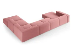 Sofá|Cosmopolitan Design - Sofá de canto direito panorâmico "Arendal" 7 lugares em veludo salmão - 364x262x70cm Rosa claro