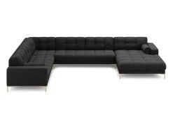 Sofá|Cosmopolitan Design - Sofá de canto panorâmico à esquerda "Bali" 7 lugares em tecido estrutural cinza escuro - 327x256x75cm Cinza antracite