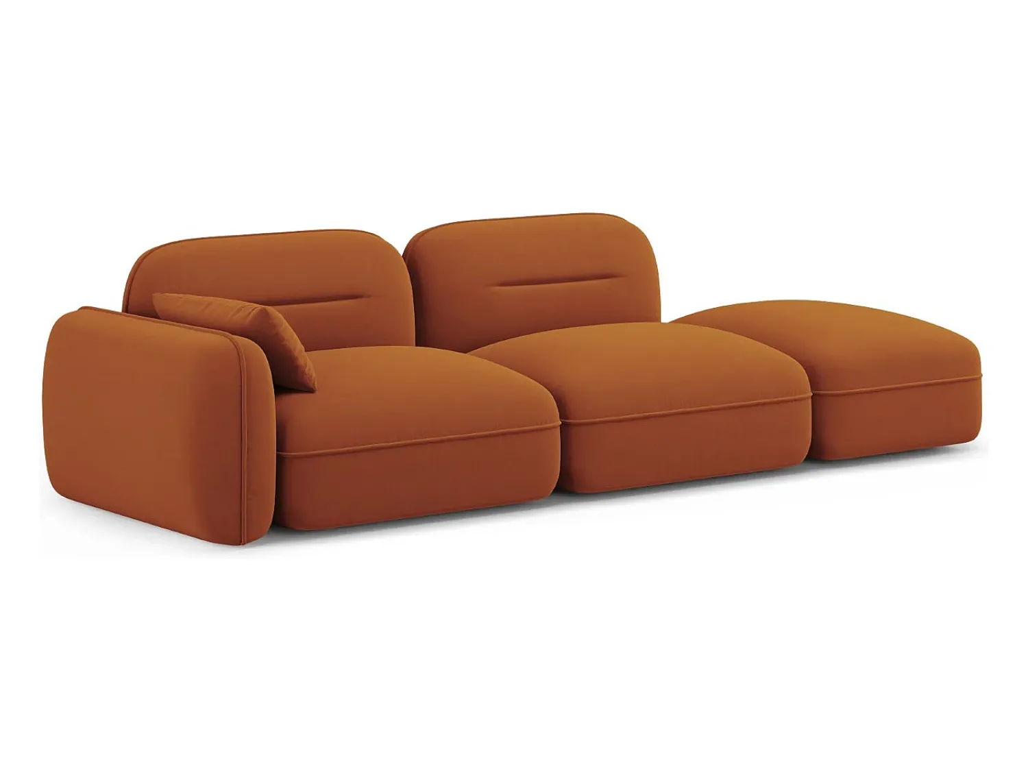 Cosmopolitan Design - Sofá modular direito "Sydney" 3 lugares em veludo - 295x90x70cm^ Sofá