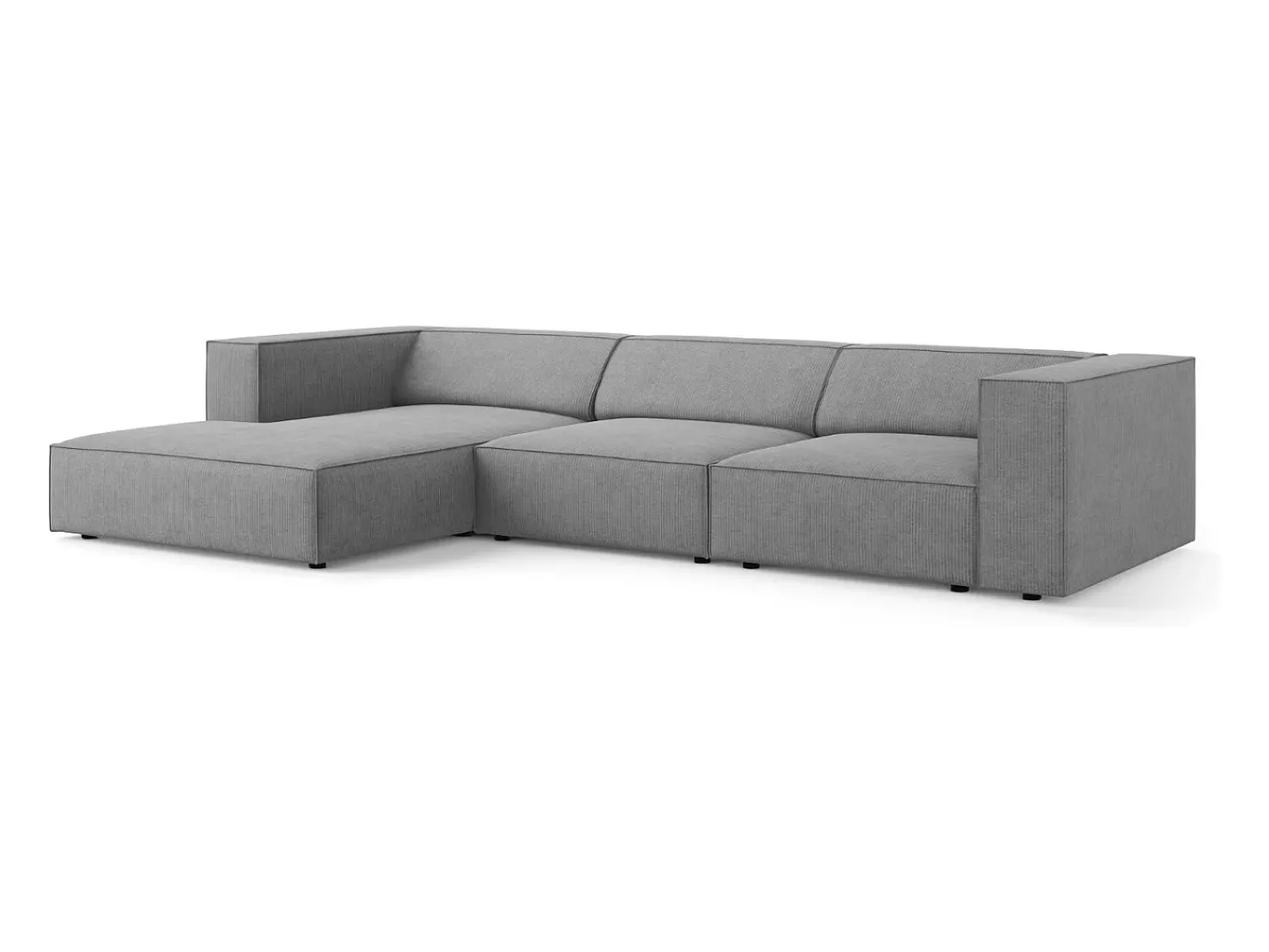 Sofá*Cosmopolitan Design - Sofá de canto esquerdo "Arendal" 4 lugares em tecido chenille com efeito canelado cinza escuro - 284x166x70cm Cinza antracite