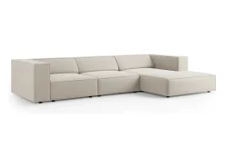Clearance Cosmopolitan Design - Sofá de canto direito "Arendal" 4 lugares em veludo cru - 284x166x70cm Branco sujo